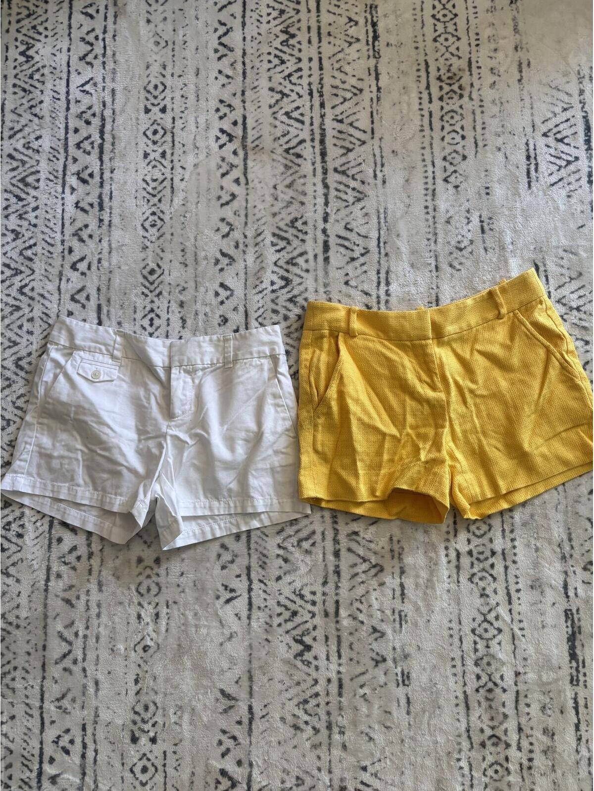 Loft Cotton Twill Shorts Bundle, White And Yellow, Size 0p